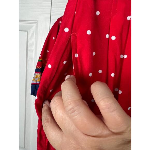 80s Lizsport Rayon Preppy Quiet Luxury Blouse Short Set Petite Small Red Blue - Picture 8 of 9